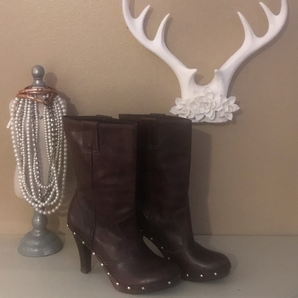 Michael Kors Mid-Calf Leather Stiletto Boot